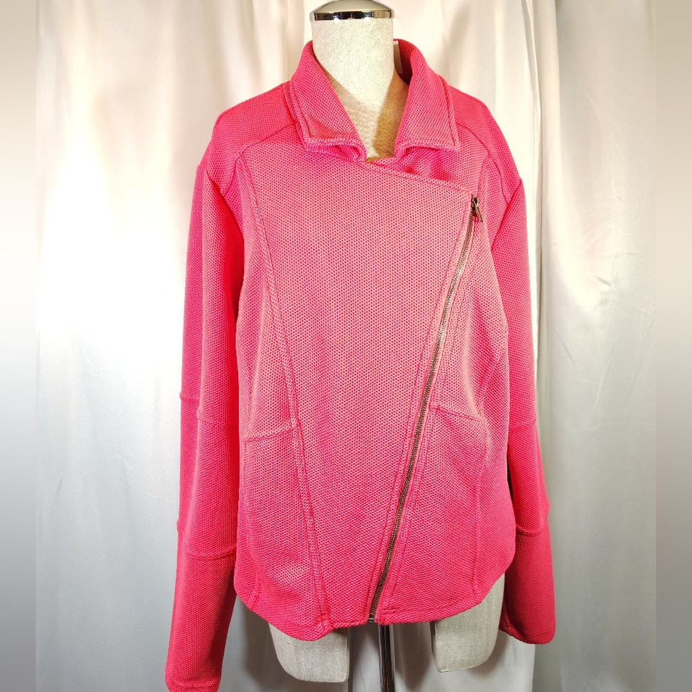 Torrid TAG Sweatshirt,Women,Side-Zip,Spread Collar,Coral Pink-Orange, texture,16